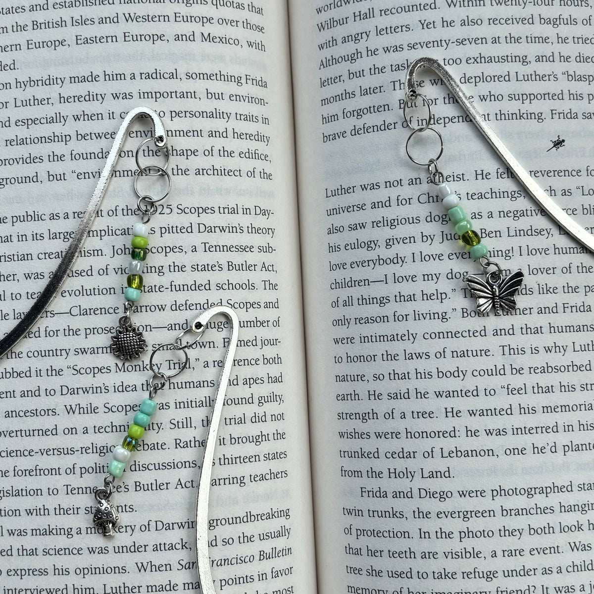Tibetan Silver Hook Bookmark with Beads and Charm - 3 available