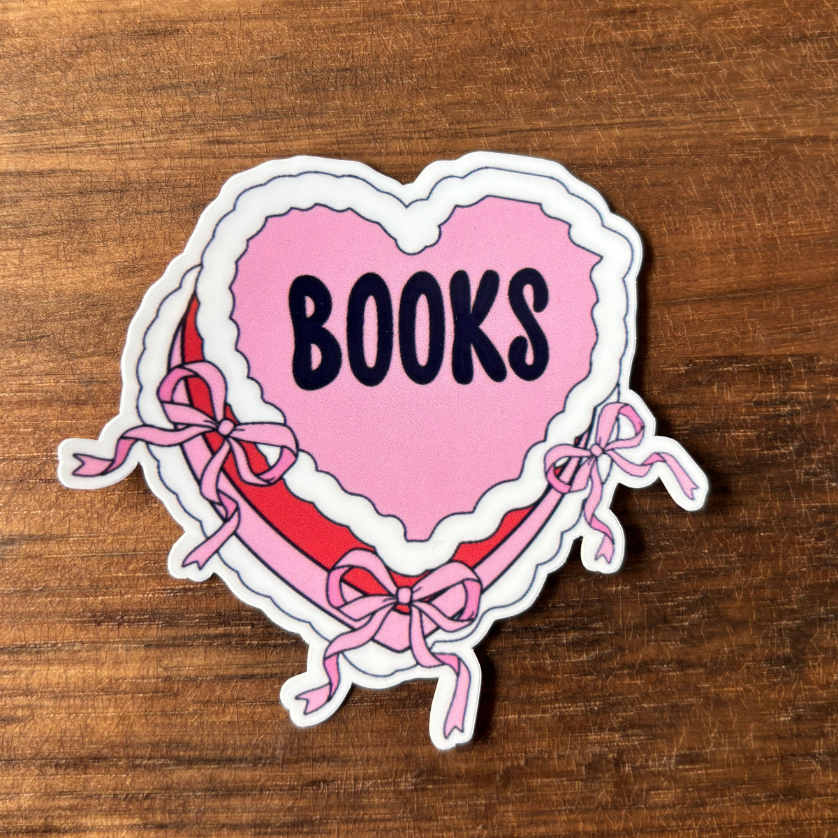 Heart Cake with Book Text Vinyl Die Cut Laminated Sticker (2 Sizes)