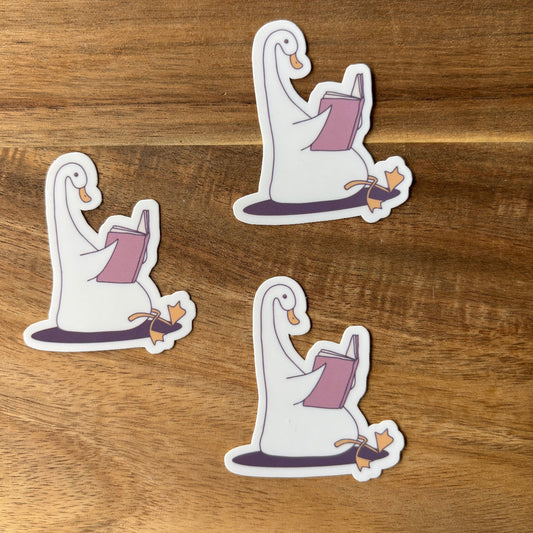 Goose Reading Book Vinyl Die Cut Laminated Sticker (2 Sizes)
