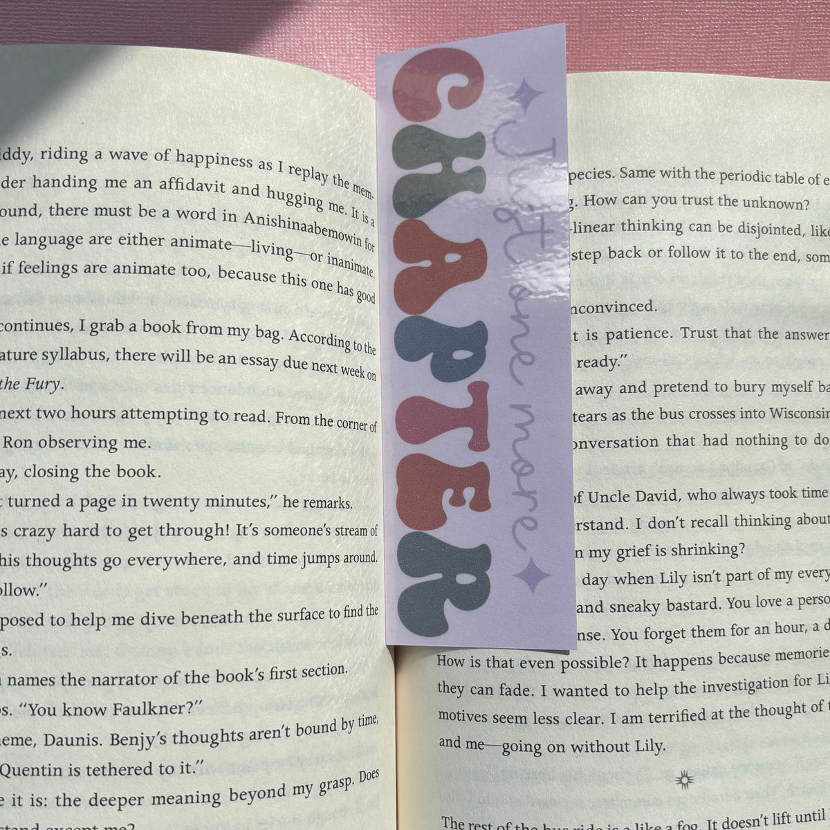 Just One More Chapter Laminated Bookmark