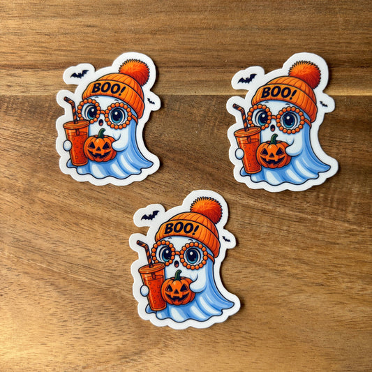 Ghost (Boo!) Vinyl Die Cut Laminated Sticker