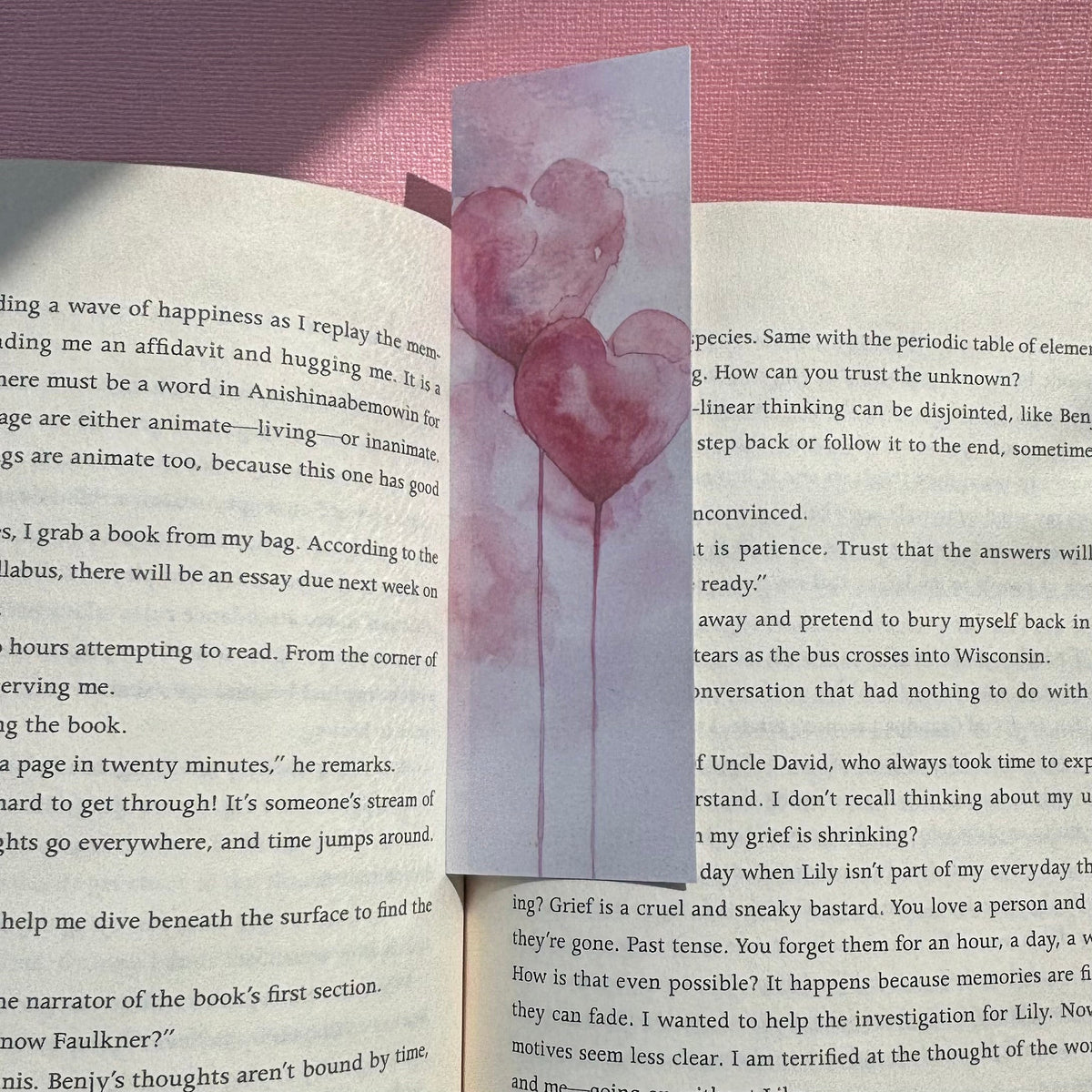 2 Watercolour Hearts Laminated Bookmark