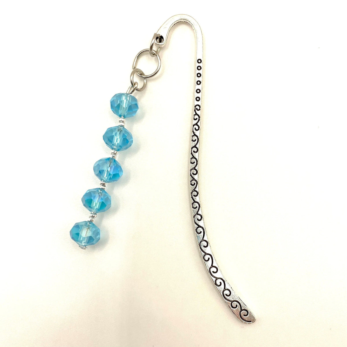Engraved Hook Bookmarks with Glass Beads and Stones