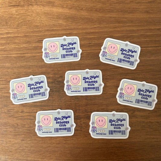 Late Night Readers Club Card Vinyl Die Cut Sticker