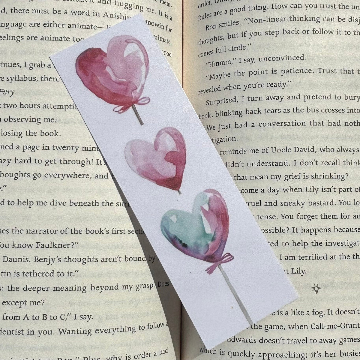 3 Watercolour Hearts Laminated Bookmark