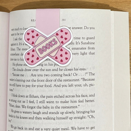 Books Heart Band Aids Magnetic Bookmark