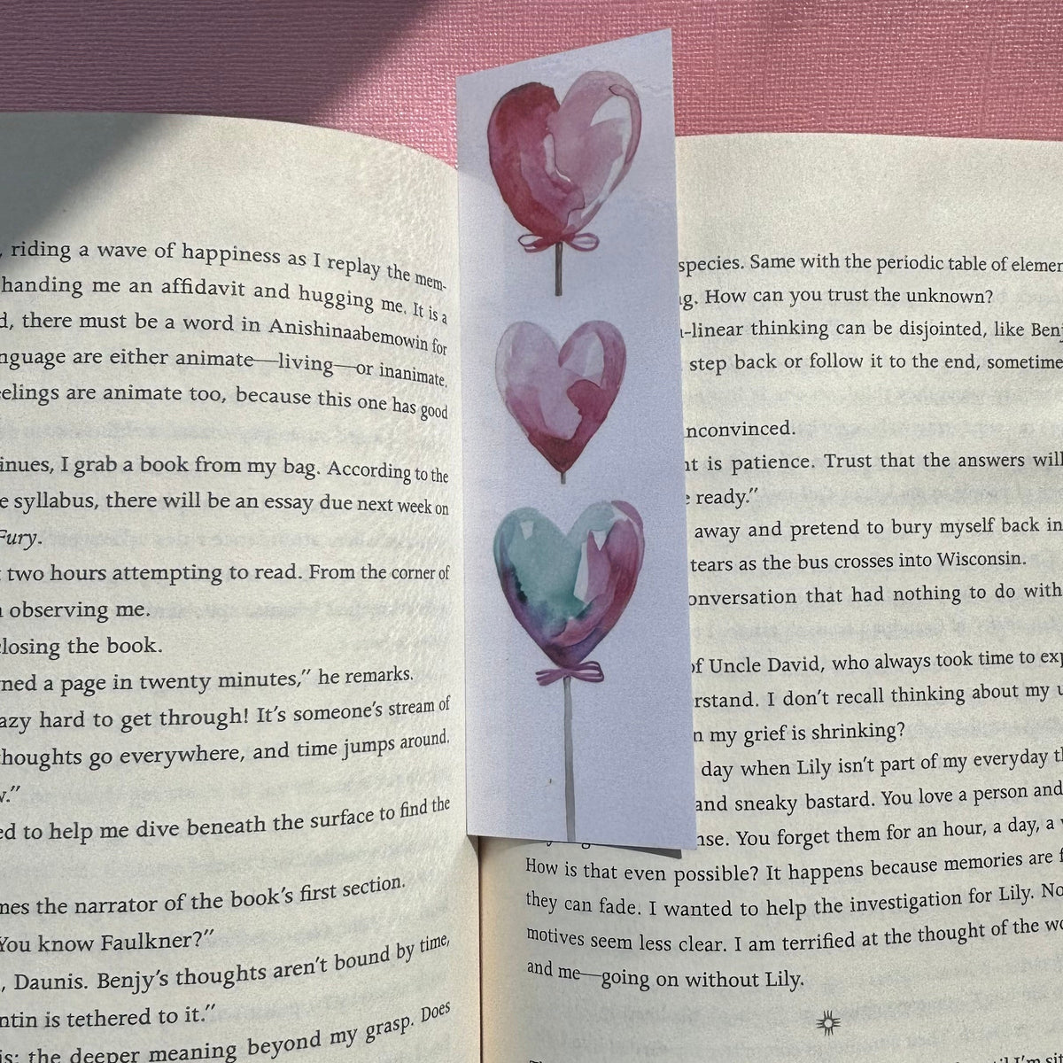 3 Watercolour Hearts Laminated Bookmark