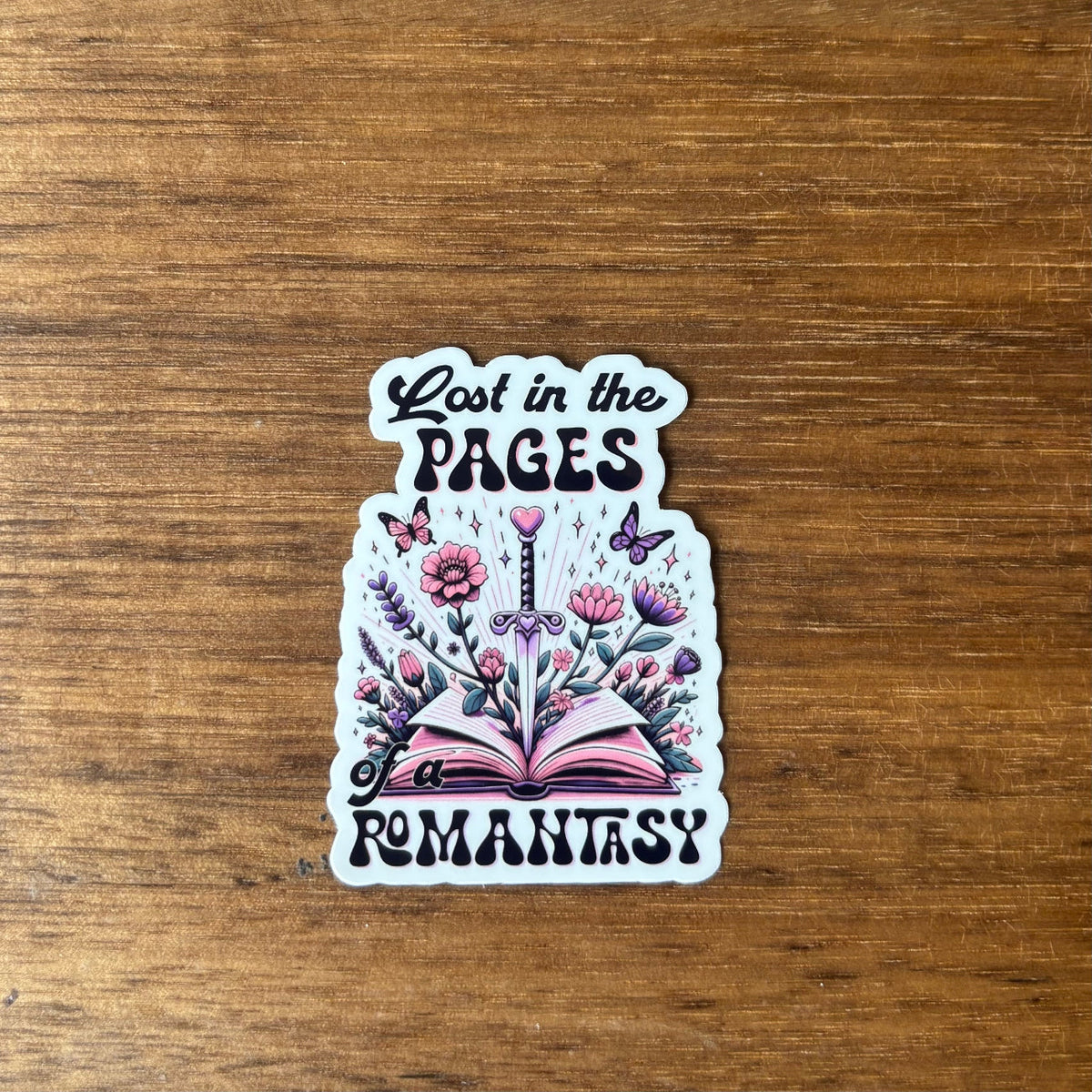 Lost in the Pages of a Romantasy Vinyl Die Cut Laminated Sticker