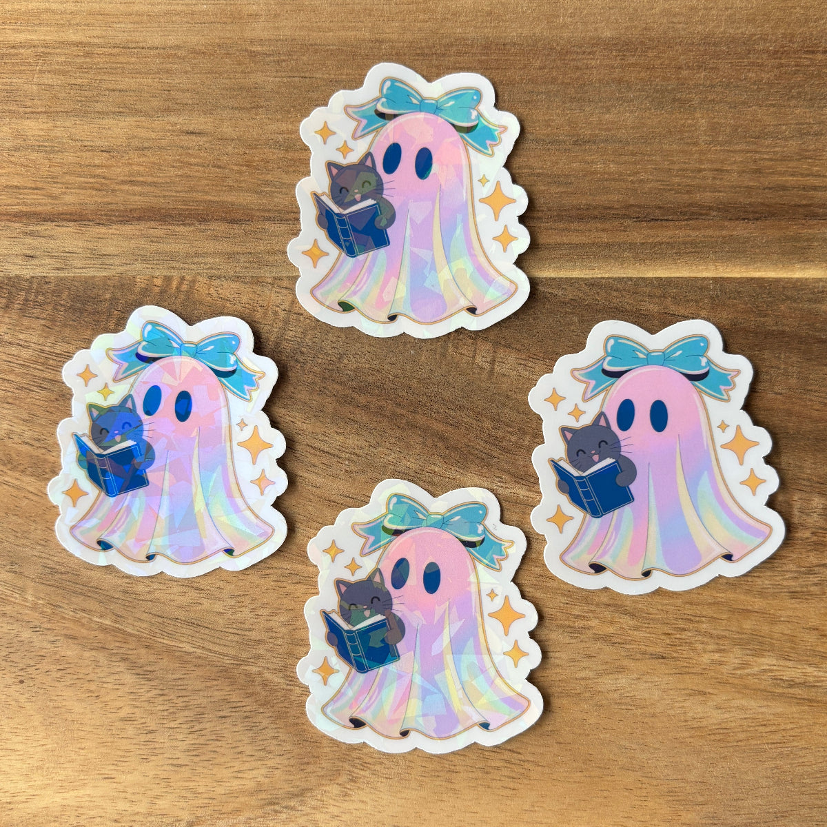 Holographic Ghost Reading Vinyl Die Cut Laminated Sticker (2 Sizes)