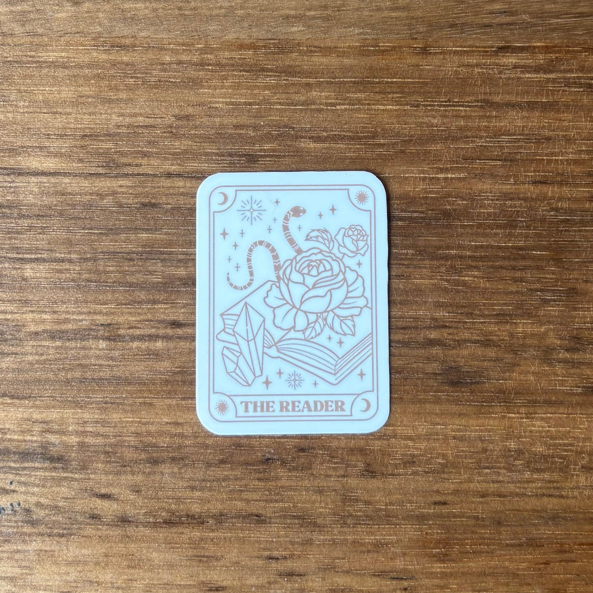 The Reader Tarot (White/Gold) Vinyl Die Cut Laminated Sticker