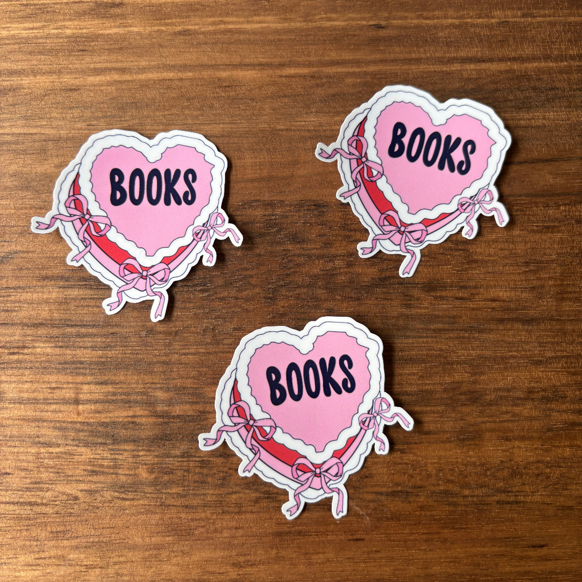 Heart Cake with Book Text Vinyl Die Cut Laminated Sticker (2 Sizes)