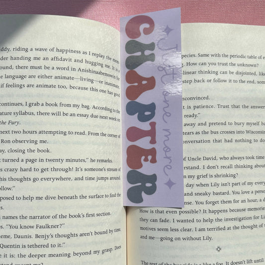Just One More Chapter Laminated Bookmark