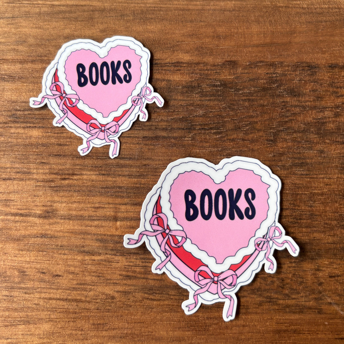 Heart Cake with Book Text Vinyl Die Cut Laminated Sticker (2 Sizes)