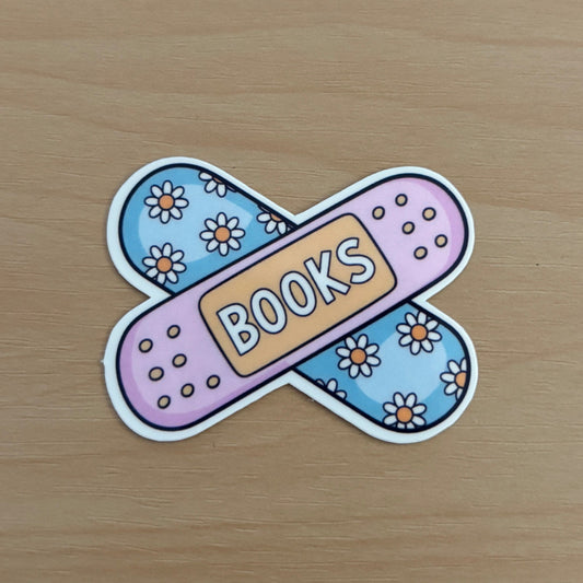 Books Flower Band Aid Vinyl Die Cut Laminated Sticker