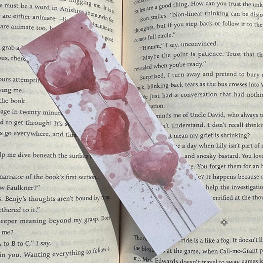 4 Watercolour Hearts Laminated Bookmark