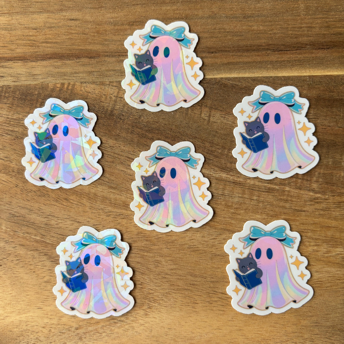 Holographic Ghost Reading Vinyl Die Cut Laminated Sticker (2 Sizes)