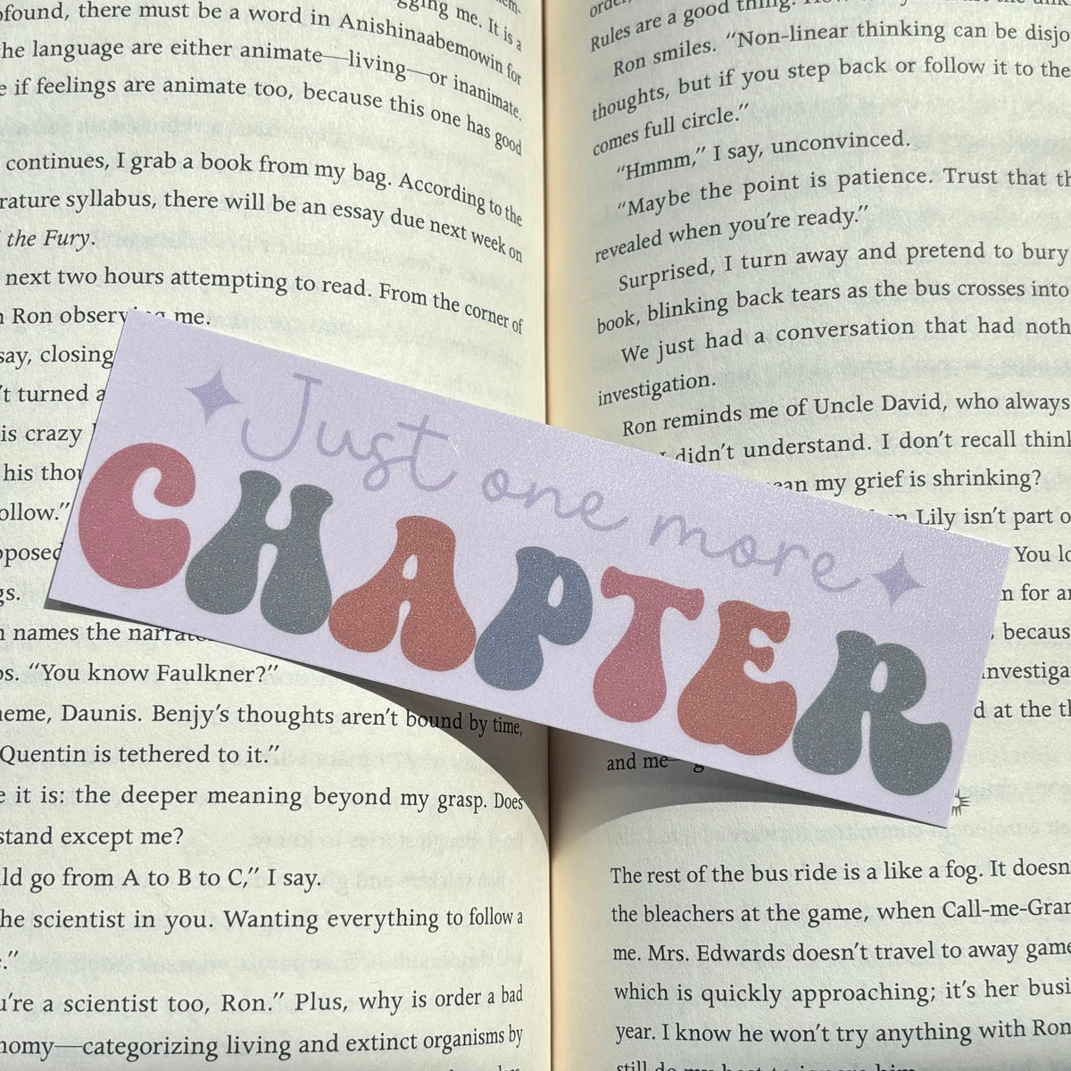 Just One More Chapter Laminated Bookmark