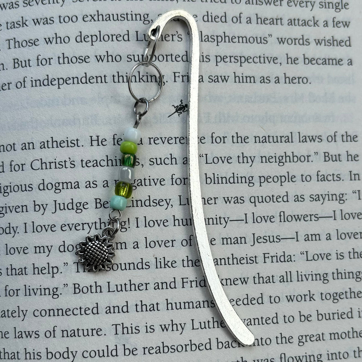 Tibetan Silver Hook Bookmark with Beads and Charm - 3 available