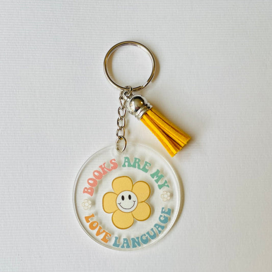 Books are my Love Language Acrylic Keyrings with UV DTF images - Book Themed