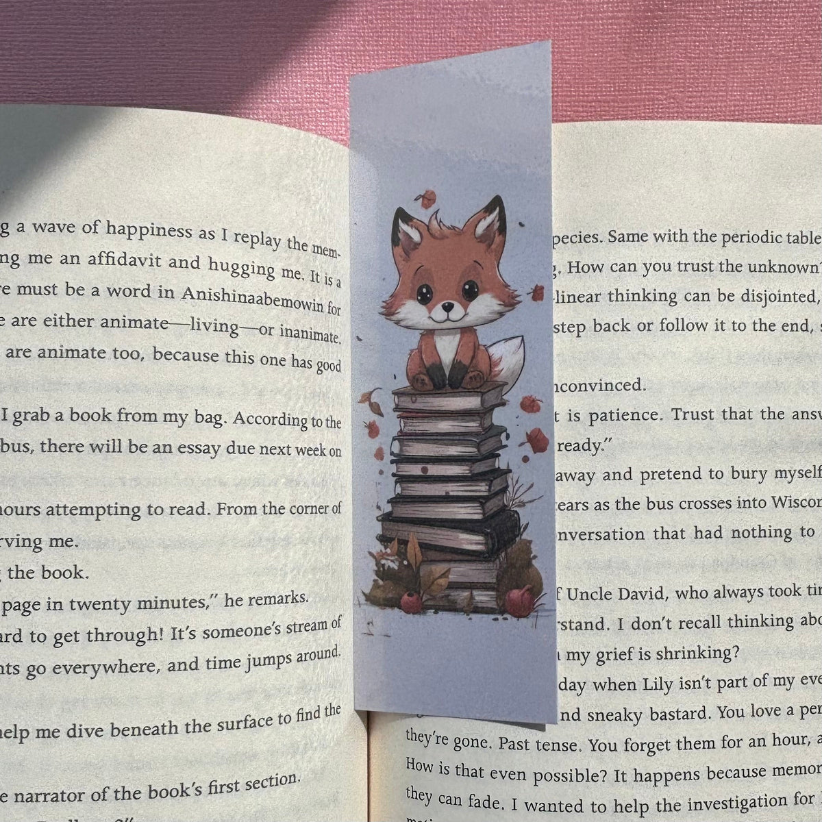 Fox on Books Laminated Bookmark