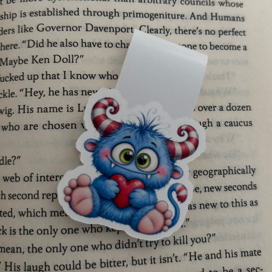 Monster Holding Heart Magnetic Bookmark