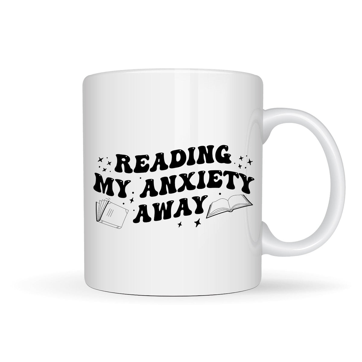 Reading My Anxiety Away / Book / Reading Themed Designs White Ceramic Mugs 11oz or 15oz